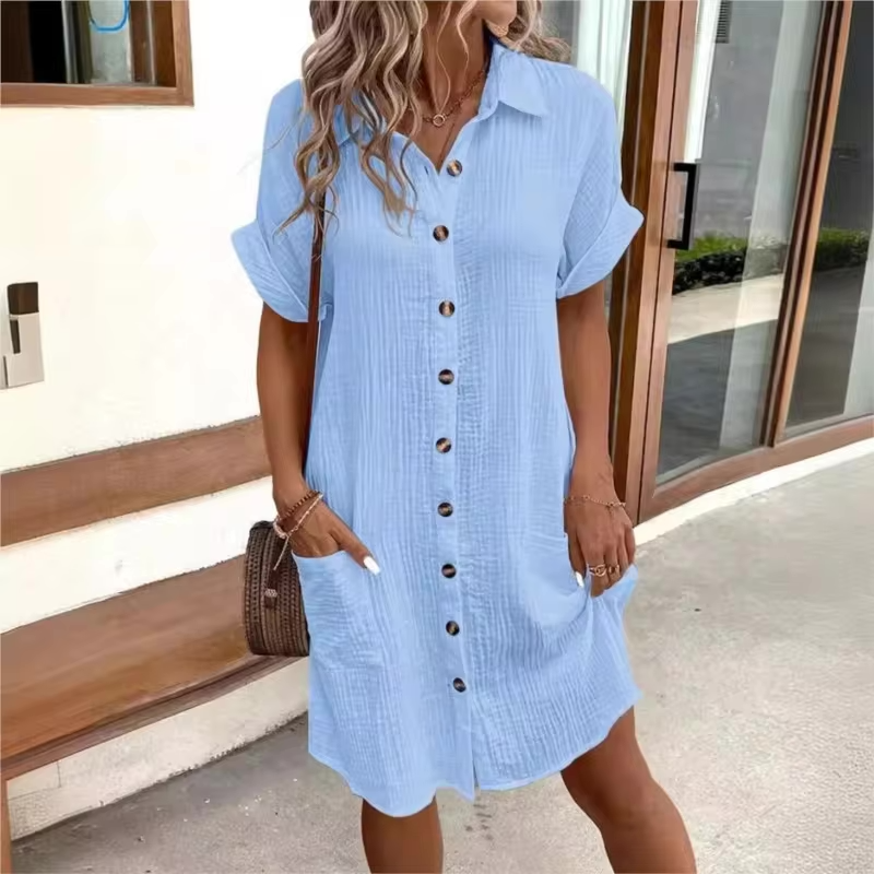 Women's Button-Down Linen Dress